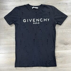 Givenchy Women's Small Black Spell Out Logo Black T Shirt 100% Authentic